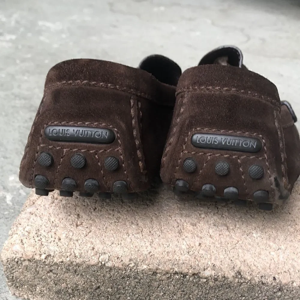 Louis Vuitton suede slip ons